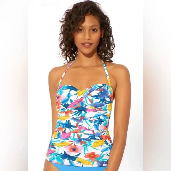 Bleu Rod Beattie A Place In The Sun Twist Front Tankini Top and Bottom Size 14 - Picture 3 of 12